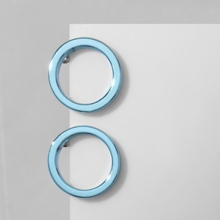Earrings Metal "Circle" embossed, blue color-1
