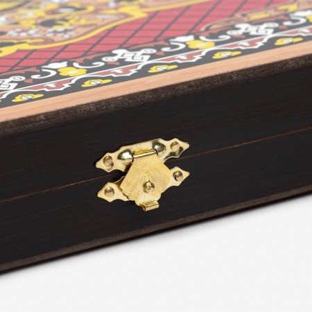 Backgammon "red pattern", wooden board 50 x 50 cm, with a field for playing checkers-5