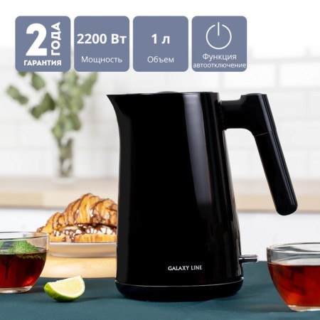 Electric kettle Galaxy Gl 0336, plastic, 1 l, 2200 watts, black-1