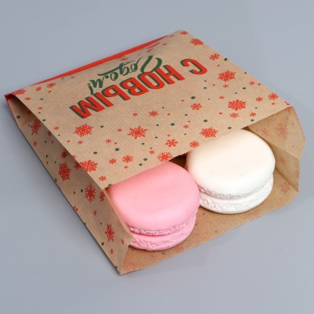 Pack Package package, craft, V-shaped bottom “Happy New Year!”, 16.8 x 13.5 x 5.5 cm, New Year-2