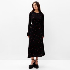 Women's dress with ties at the waist Mist Flower, size 46, black