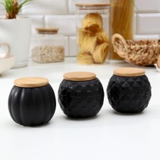 A set of ceramic Estet cans, 3 subjects: 280 ml, black color