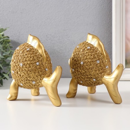 Souvenir Polystone "Golden fish with rhinestones" set 2 pcs 15x9x15 cm-3