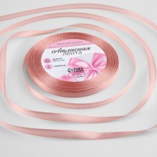 Satin tape, 6 mm × 23 ± 1 m, color pink gold No. 146