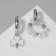 Earrings with the removable element "Transformer" Clover-heart, white-beige color in silver