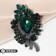 Brooch "Empress" branch, emerald color in gray metal