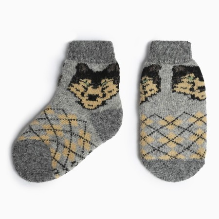 Children's woolen socks "Wolf" A.3a45, Gray color, river 18