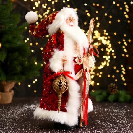 Santa Claus "in a red suit, with a patterned staff and a flashlight" 27x50 cm-5