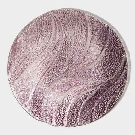 Glass dessert plate "Drachna", d = 21 cm, burgundy color-1