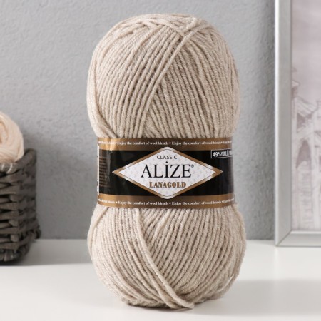 Yarn "Lanagold" 51% acrylic, 49% wool 240m/100g (152 beiges Mel.)
