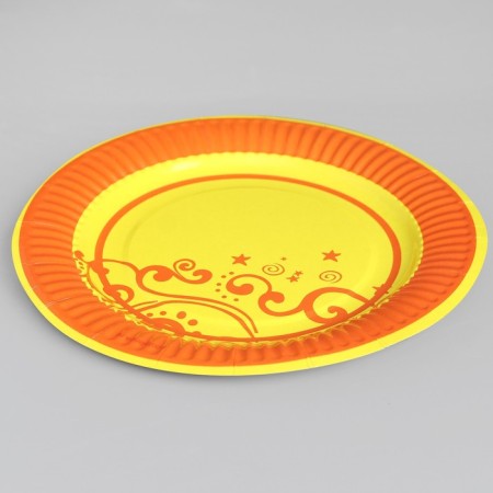 Disposable plate "orange" laminated, cardboard, 18 cm