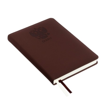 Leduced A5 Diary, 160 sheets, Devente.emblem, firm cover of artificial leather with foam, lies, block 70 g/m2, brown-1