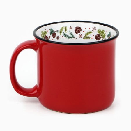 New Year's ceramic "cones" mug, 450 ml, white color-3