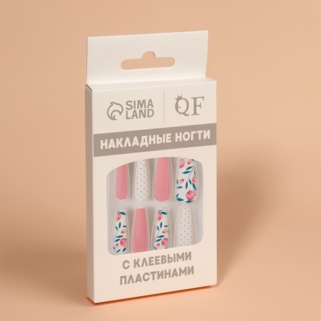 Follow nails "Light mood", 12 pcs, with adhesive plates, ballerina shape, multi -colored-4