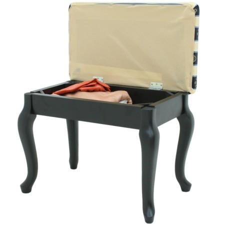 Retro banquet with storage, 550x330x430, wenge, fabric blue strip-2