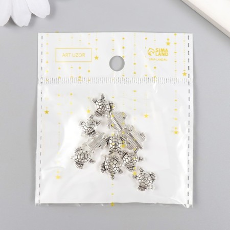 Decor for creativity Metal "Turtle" silver 1.3x1.2 cm-4