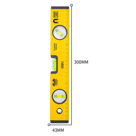 Construction level Deli DL290300 98290, measurement 45 °, aluminum alloy, 300 mm-3