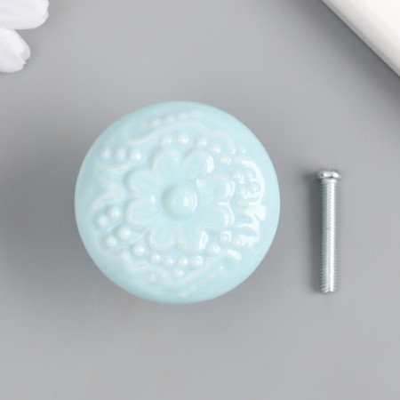 Pen for the casket ceramics, metal "Flower" pale blue 4.4x4.4x3.4 cm-2