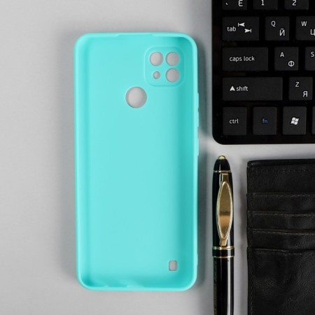 Pero cover, for Realme C21, silicone, turquoise phone-1