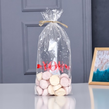 Package packing bopp, with a bottom fold, "I love you" 20*35 cm set 50 pcs