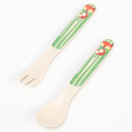 A set of children's dishes "Fox", from bamboo, 5 items: plate, bowl, glass, cutlery-7