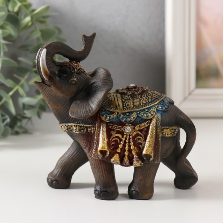 Polystone souvenir "Dark Elephant in Red Popone" MIX 12x6x12 cm-1