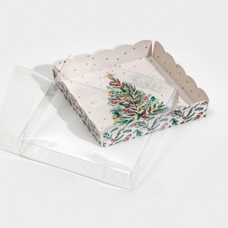 Box for confectionery products with PVC cover "Christmas tree", 15 x 15 x 3 cm, new year-3