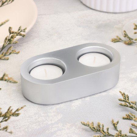 Gypsum Climber from gypsum for two candles oval, 12x6x3cm, silver