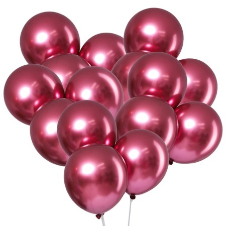 Latex ball 9 ", chrome, metal, in a set 50 pcs., Fuchsia color-2