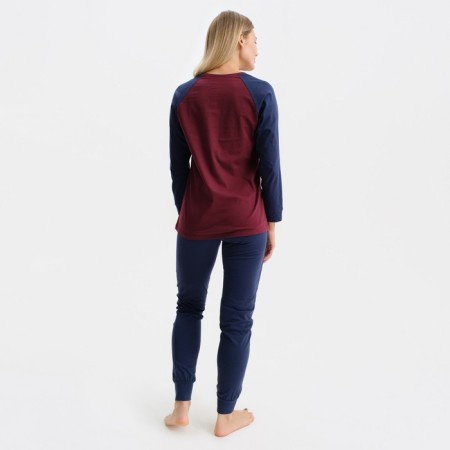 Women's costume (pants/jumper), indigo color/burgundy, size 44-5