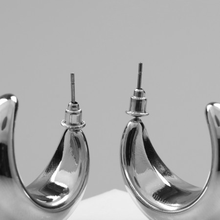 Earrings plastic "Circle" halo, color silver-2