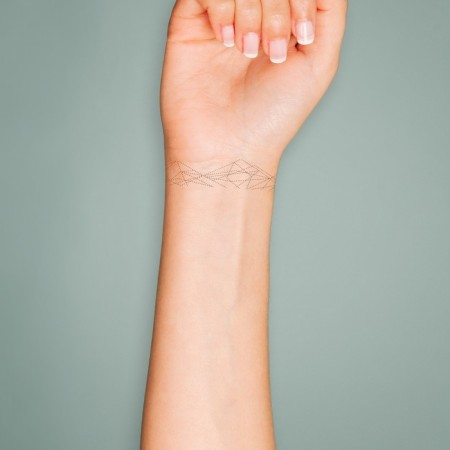 Tattoo on the body Black "Bracelet. Polygonal figures" 20x3 cm-2