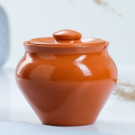 A hot pot with a Vyatka lid 0.5l, terracotta