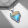 Pendant "Heart", Rainbow color in silver, 48 cm