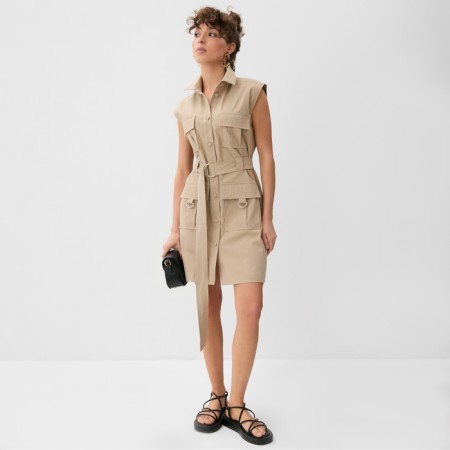 Women's dress Minaku: Safari Mini Beige Color, Rr. 46-2
