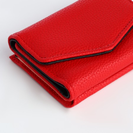 Women's wallet on the button, red color-4