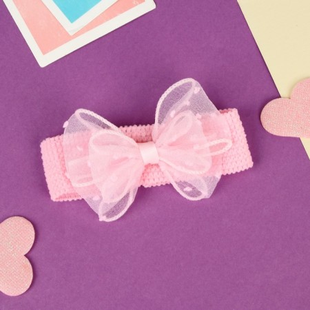 Hair bandage "chosen" double bow, 16x3 cm, pink