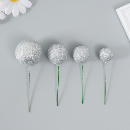 Decor for creativity "Balls Silver Brill" d = 2; 3; 3.5 and 4 cm set 20 pcs-2