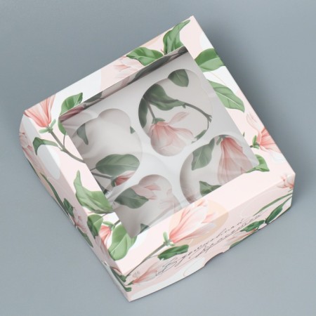 Capcake box, confectionery packaging is bilateral, 4 cells “Inspire Beauty”, 16 x 16 x 10 cm-2