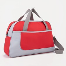 Sports bag with lightning, external pocket, gray/red color