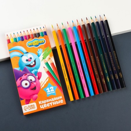 Colored pencils, 12 colors, trihedral, Smeshariki-1