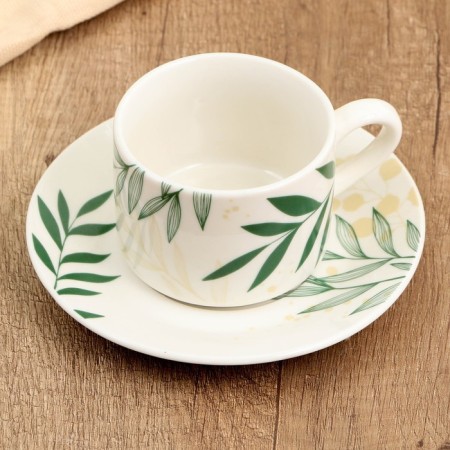Tea couple ceramic "leaves", 200 ml, white color-1