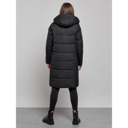 Coat insulated winter female, size 48, black color-3