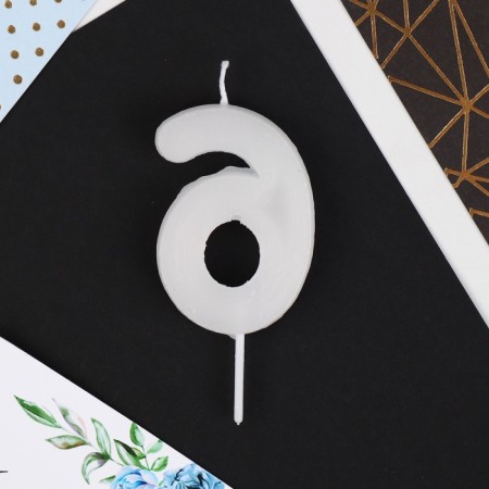 Candle for the cake, the number "6", with balls, 5.5 x 8 cm.