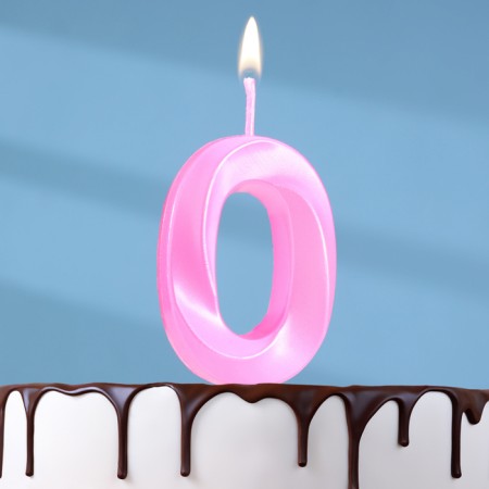 Candle in the cake on the ships "Fine", the number "0", 5 cm, pink