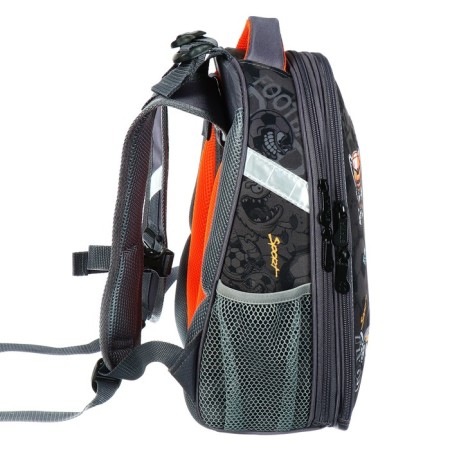 School backpack 38 x 30 x 16 cm, ergonomic back, Stavia "Football", gray-3
