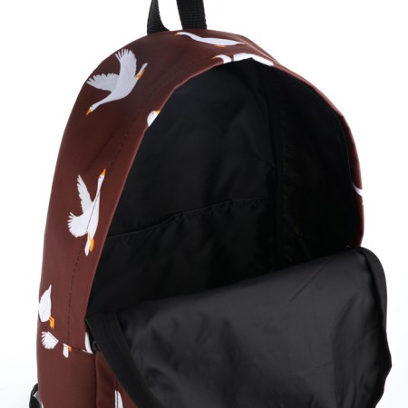 School backpack from lightning textiles, external pocket, brown color-3