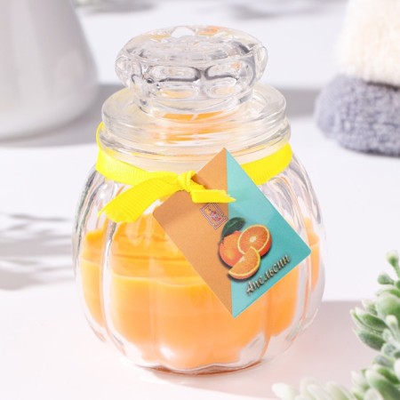 Aromatic candle in the bank "pot", orange, 9x7.5cm-1