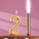 Set a candle for a cake number 2 giant, gold, with a fountain, 9.5 cm