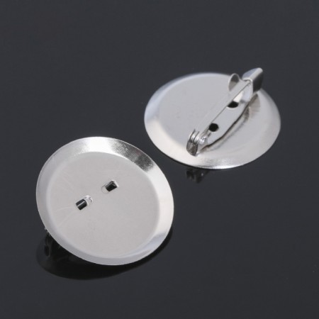 The basis for a brooch with a round base SM-367, (set of 5pcs) 28 mm, color silver